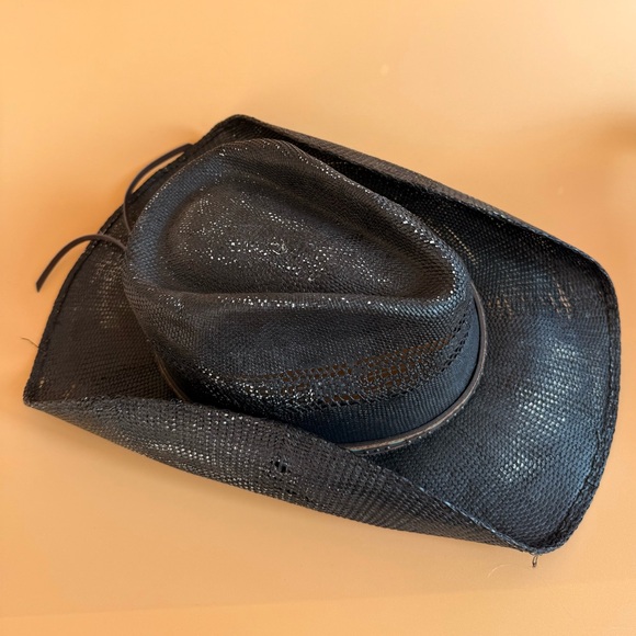 SCALA by Dorfman Unisex Black Straw Cowboy style Hat size large/Xlarge - Picture 3 of 16